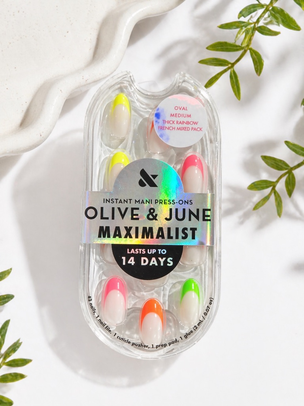 Olive and June Press on Nails in Rainbow French Mixed Pack